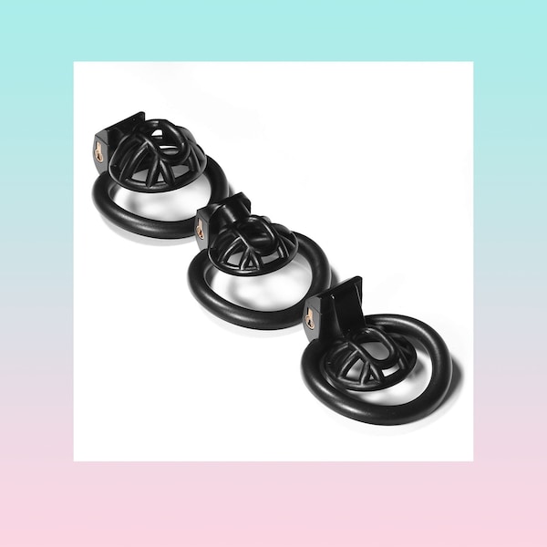 Nylon resin Chastity Cage Black / Black Mamba Lightweight Resin Chastity Cage / Double lone face ring portable CB lock