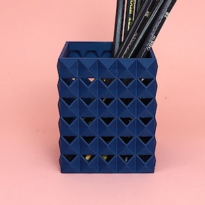 Geometric Square Pen Pot: Eco-Friendly Desk Organiser