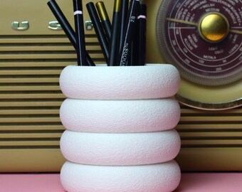 White Pen Pot Tumbler | Desk Organiser | Toothbrush Holder | Makeup Brush Holder