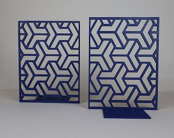 Geometric Bookends In Navy Blue | Bookshelf Decor | Bookish Gifts