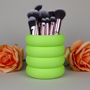 Textured Pen Pot Tumbler In Lime Green | Toothbrush Holder | Makeup Brush Holder
