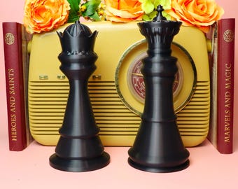 Large Chess Pieces King & Queen | chess gifts | Bookshelf Decor | Eco-friendly Products