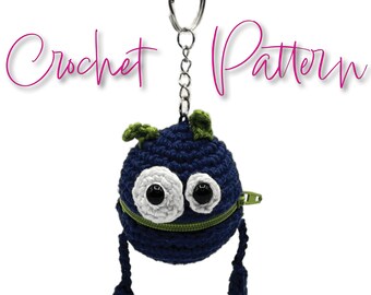eos holder keychain easy crochet pattern monster stocking stuffer lip balm chapstick by Tuxedo Bird Creations beginner cute blue