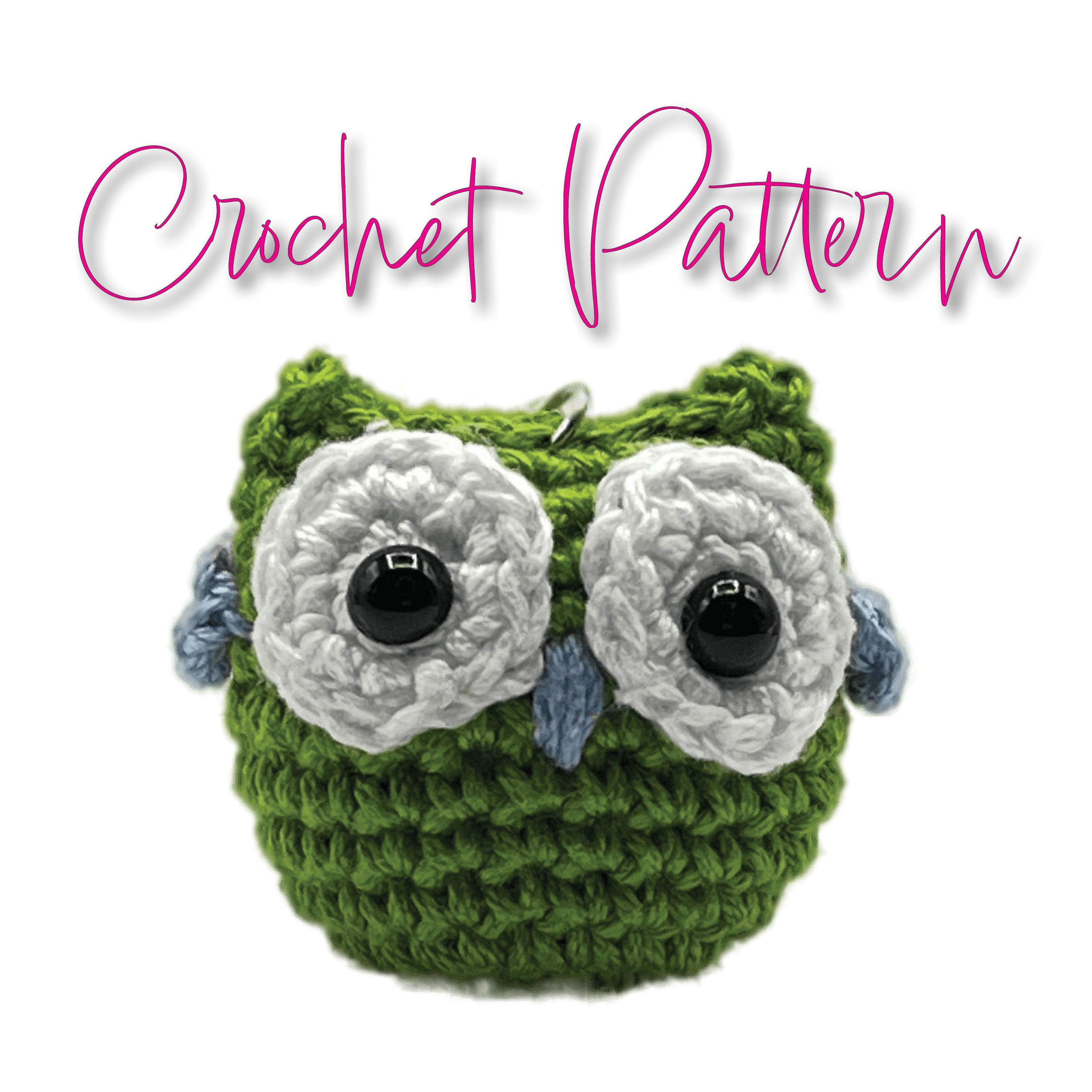 CROCHET PATTERN Owl keychain cute cotton green blue purple red orange yellow keychains backpacks tea