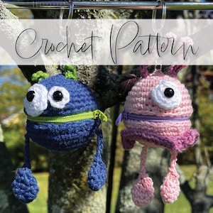Eos Lip Balm Keychain Holders Monster Crochet Pattern Two Patterns in one stocking stuffer gift quick patterns Halloween chapstick