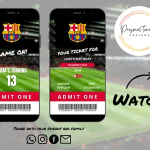 DIGITAL VIDEO INVITATION | Barcelona Football Birthday Invitation | Personalised | Phone Invite | Send Text & Whatsapp