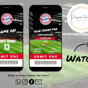 DIGITAL VIDEO INVITATION | Bayern Munich Football Birthday Invitation | Personalised | Phone Invite | Send Text & Whatsapp
