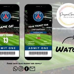 DIGITAL VIDEO INVITATION | Paris Saint-Germain Football Birthday Invitation | Personalised | Phone Invite | Send Text & Whatsapp