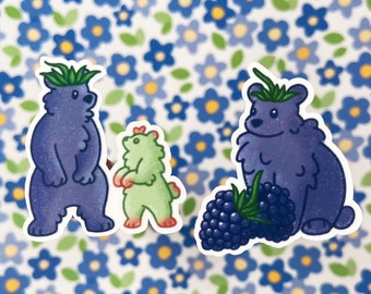Blackberry Bear Waterproof Sticker, Laptop, Journal