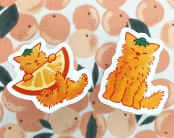 Orange Cat Vinyl Stickers, Waterproof, Cute Stickers