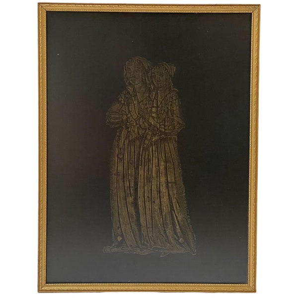 Vintage Brass Rubbing Print Daughters of William & Martha Penn