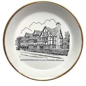 Vintage Britannia Pottery Trinket Pin Dish /William Shakespeare Stratford-Upon-Avon Plate