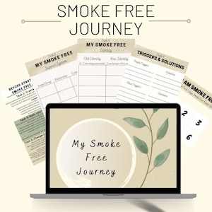 May include: A digital printable worksheet for a smoke-free journey. The worksheet includes tasks to create a support system, identify triggers, and develop solutions to quit smoking. The worksheet is designed to help people quit smoking and live a healthier life.