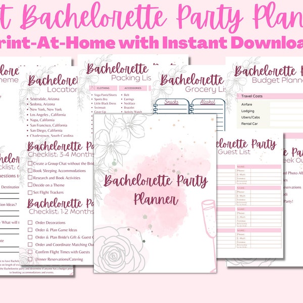 Digital Bachelorette Party Planner for Maid of Honor: Budget Tracker, Theme Ideas, Checklists, Guest List & More!