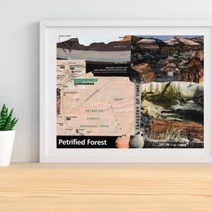 Petrific Forest National Park Karte Collage Print by Nomad.ishhh | 10x8 Digitaler Download | Nationalpark Wand Kunst | Outdoor-Liebhaber-Geschenk