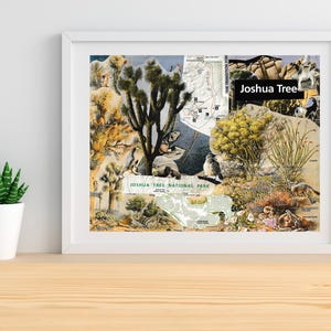 Collageprint van Joshua Tree National Park-kaart door Nomad.ishh | 10 x 8 digitale download | Muurkunst nationaal park | Cadeau voor outdoorliefhebber