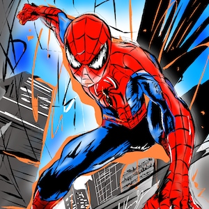 Printable Superhero Digital Drawing 11x14