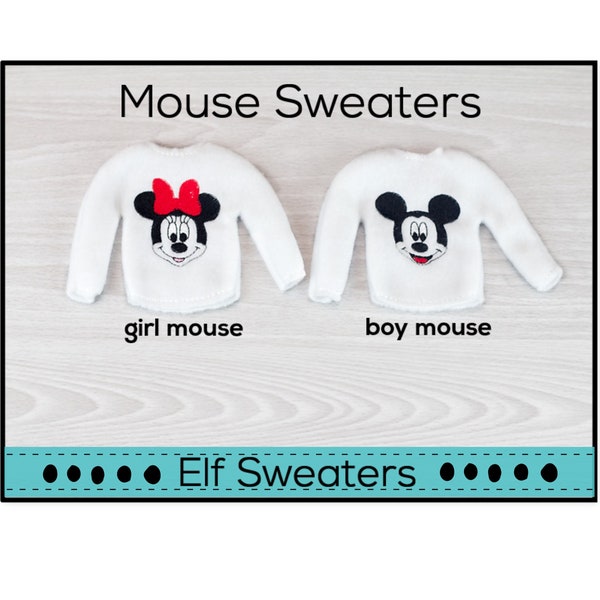 Elf Sweater-Doll Sweater-Boy Mouse-Girl Mouse-Elf Clothing-Elf Dress Up-Elf Shirt-Holiday Elf Clothes-Hiding Elf Clothing-Doll Clothing