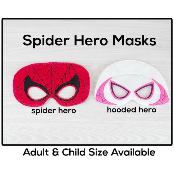 Spider Hero Masks-Adult or Child Size Felt Mask-Costume-Creative-Imaginary Play-Dress Up-Halloween-Spider-Hooded Hero-Hooded Spider