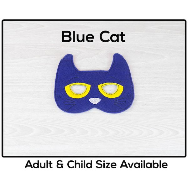 Blue Cat Mask-Adult or Child Size Felt Mask-Costume-Creative-Imaginary Play-Dress Up-Halloween-Cat-Groovy Cat-Animal-Storybook-Blue Animal