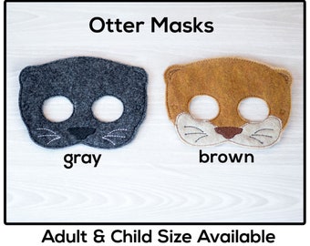 Otter Mask-Adult or Child Size Mask-Felt Mask-Gray or Brown Otter Mask-Costume-Creative-Imaginary Play-Dress Up-Halloween Mask-School Play