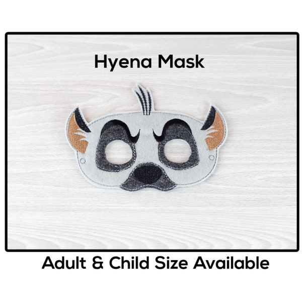 Hyena Mask-Adult or Child Size Mask-Felt Mask-Costume-Creative-Imaginary Play-Dress Up-Halloween Mask-School Play-Mammal-Animal