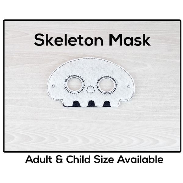 Skeleton Mask-Adult or Child Size Felt Mask-Costume-Creative-Imaginary Play-Dress Up-Halloween-Skull-Spooky-Scary