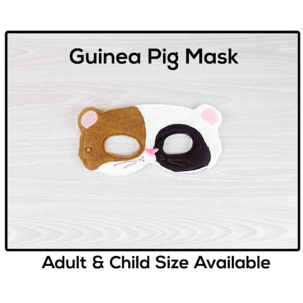 Guinea Pig Felt Mask-Adult or Child Size Mask-Costume-Creative-Imaginary Play-Dress Up-Halloween Mask-School Play-animal-pet-rodent mask