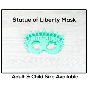 Statue of Liberty Mask-Adult or Child Size Mask-Felt Mask-Costume-Creative-Imaginary Play-Dress Up-Halloween Mask-School Play-Historical