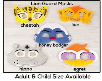 Lion Protector Mask-Adult or Child Size Felt Mask-Costume-Creative-Imaginary Play-Dress Up-Halloween-School Play-hippo-cheetah-honey badger