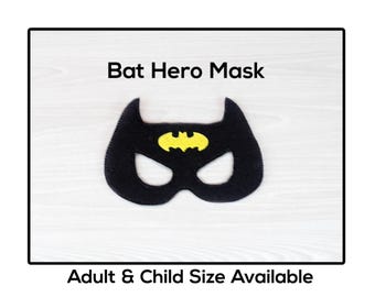 Bat Hero Masks-Adult or Child Size Felt Mask-Costume-Creative-Imaginary Play-Dress Up-Halloween-Super Hero-Bats-City Protector