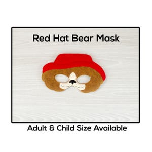 Maschera da orso con cappello rosso - Maschera per adulti o bambini - Maschera in feltro - Costume - Gioco creativo e immaginario - Travestimento - Maschera di Halloween - Gioco scolastico - Orso - Travestimento da orso