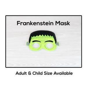 Frankenstein  Mask-Adult or Child Size Mask-Felt Mask-Costume-Creative-Imaginary Play-Dress Up-Halloween Mask-Spooky-Scary- Green Guy