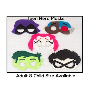 Teen Hero Masks-Adult or Child Size Felt Mask-Costume-Creative-Imaginary Play-Dress Up-Halloween-Super Heo-Teenagers-