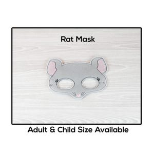 Rat Mask-Adult or Child Size Mask-Felt Mask-Costume-Creative-Imaginary Play-Dress Up-Halloween Mask-School Play-Rat-Rodent-Animal-Critter