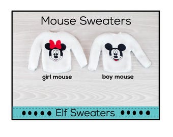 Elf Sweater-Doll Sweater-Boy Mouse-Girl Mouse-Elf Clothing-Elf Dress Up-Elf Shirt-Holiday Elf Clothes-Hiding Elf Clothing-Doll Clothing