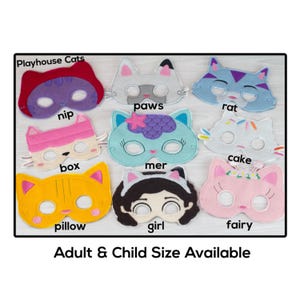 Playhouse Cat Masks-Adult or Child Size Felt Mask-Costume-Creative-Imaginary Play-Dress Up-Halloween-Kitty-Rat-Girl-Mermaid-Dollhouse Cats
