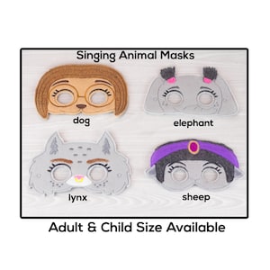 Singing Animal Mask-Adult or Child Size Felt Mask-Costume-Creative-Imaginary Play-Dress Up-Halloween Mask-School Play-Wolf-Sheep-Pig-Gorilla