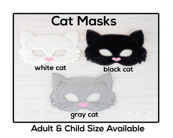 Cat Masks-Adult or Child Size Mask-Felt Mask-Costume-Creative-Imaginary Play-Dress Up-Halloween Mask-School Play-Cats-Kitten-Kitty-Animal