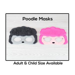 Poodle Mask-Adult or Child Size Mask-Felt Mask-Costume-Creative-Imaginary Play-Dress Up-Halloween Mask-School Play-Dog-Puppy-Pet-Pink-Gray