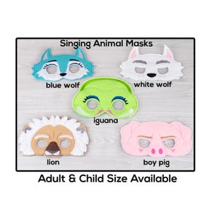 Singing Animal Mask-Adult or Child Size Felt Mask-Costume-Creative-Imaginary Play-Dress Up-Halloween Mask-School Play-Wolf-Sheep-Pig-Gorilla