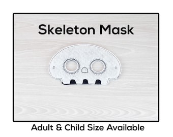Skeleton Mask-Adult or Child Size Felt Mask-Costume-Creative-Imaginary Play-Dress Up-Halloween-Skull-Spooky-Scary