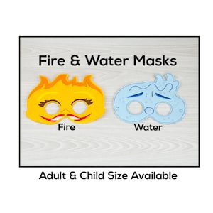 Masques feu et eau - Taille adulte ou enfant - Masque en feutre - Déguisement - Création - Jeux imaginaires - Habillage - Halloween - Jeux scolaires - Éléments chauds-froids-Feu-eau