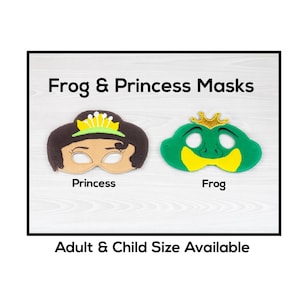Máscaras de rana y princesa - Máscara de fieltro para adultos o niños - Disfraz - Juego creativo - Imaginación - Disfraces - Halloween - Juego escolar - Libro de cuentos - Cuento de hadas