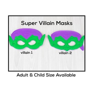 Máscaras de supervillano - Máscara de fieltro para adultos o niños - Disfraz - Juego creativo - Imaginación - Disfraces - Halloween - Villano