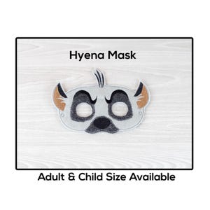 Hyena Mask-Adult or Child Size Mask-Felt Mask-Costume-Creative-Imaginary Play-Dress Up-Halloween Mask-School Play-Mammal-Animal