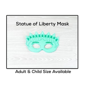 Statue of Liberty Mask-Adult or Child Size Mask-Felt Mask-Costume-Creative-Imaginary Play-Dress Up-Halloween Mask-School Play-Historical