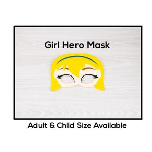 Girl Hero Mask-Adult or Child Size Felt Mask-Costume-Creative-Imaginary Play-Dress Up-Halloween-School Play-Storybook-Super Power Mask-Girl