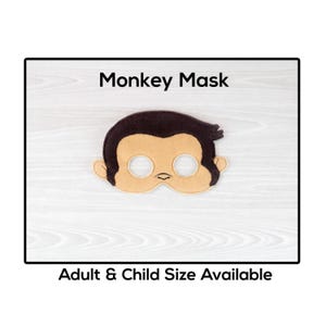 Maschera da scimmia - Maschera per adulti o bambini - Maschera in feltro - Costume - Gioco creativo e immaginario - Travestimento - Maschera di Halloween - Recita scolastica - Animale - Primate - Mammifero