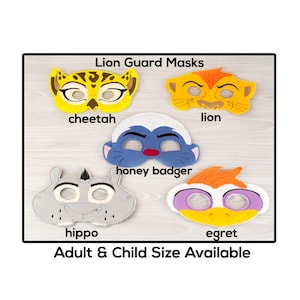 Lion Protector Mask-Adult or Child Size Felt Mask-Costume-Creative-Imaginary Play-Dress Up-Halloween-School Play-hippo-cheetah-honey badger